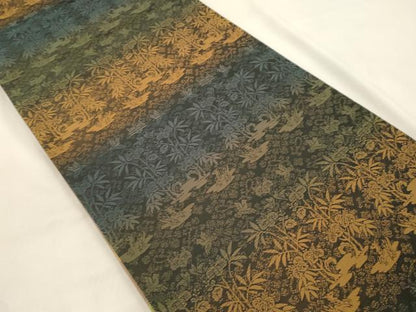 平和屋着物●全通柄袋帯　草花文　金通し地　正絹　逸品　CABM0652dy