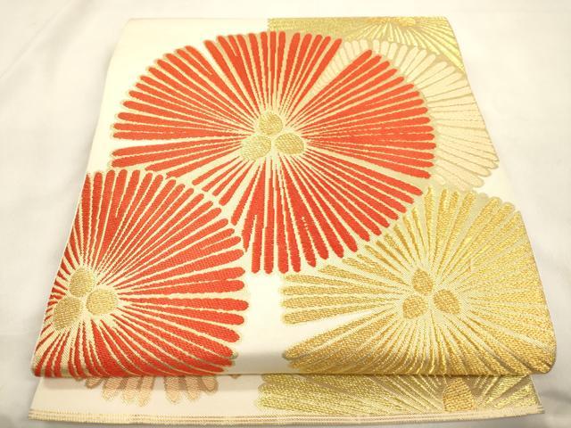 平和屋着物●西陣　川島織物　六通柄　本袋帯　松葉文　金糸　正絹　逸品　CABM0655dy