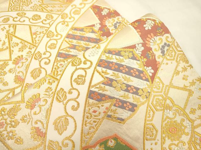 平和屋着物●皇室献上作家　北出与三郎　六通柄　本袋帯　正倉院幡垂文錦　金銀糸　正絹　逸品　CABM0656dy