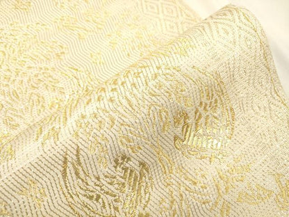 平和屋着物●六通柄袋帯　花鳥文　金糸　正絹　逸品　CABM0657dy