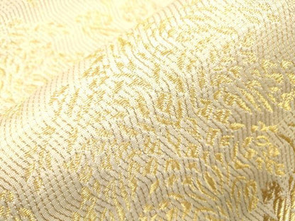 平和屋着物●六通柄袋帯　花鳥文　金糸　正絹　逸品　CABM0657dy