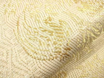 平和屋着物●六通柄袋帯　花鳥文　金糸　正絹　逸品　CABM0657dy
