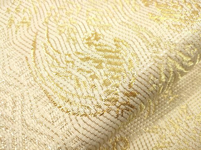 平和屋着物●六通柄袋帯　花鳥文　金糸　正絹　逸品　CABM0657dy