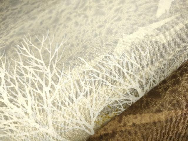 平和屋着物●太鼓柄袋帯　遠山草木文　金通し地　正絹　逸品　CABM0662dy