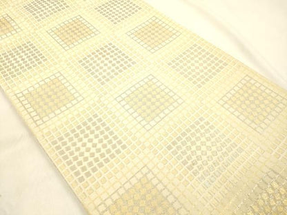 平和屋着物●両面　六通柄袋帯　幾何学文　金銀糸　正絹　逸品　CABM0664dy