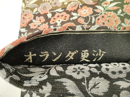 平和屋着物●両面　両方向　全通柄袋帯　オランダ更沙　銀糸　夢楽庵　正絹　逸品　CABM0666dy