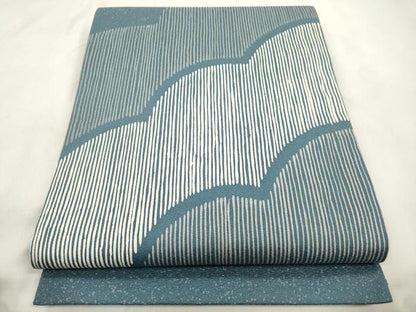 平和屋着物●ろう彩工芸　奥村一心　太鼓柄袋帯　雲重ね文　正絹　逸品　CABM0668dy