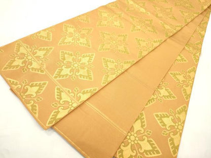 平和屋着物●織物一筋名門　織悦　全通柄　本袋帯　幾何学花文　金彩　正絹　逸品　CABM0669dy