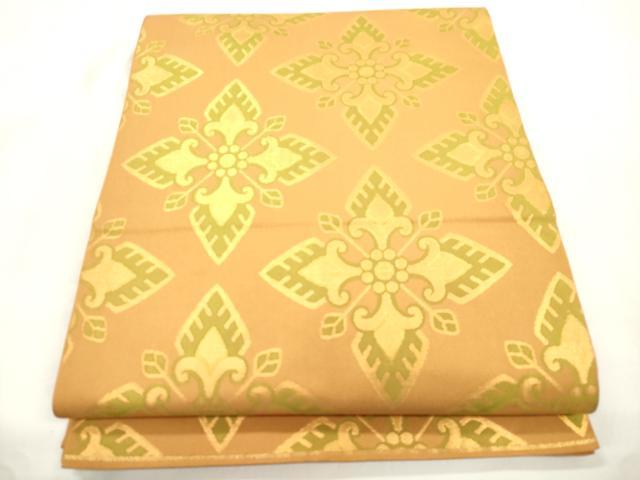 平和屋着物●織物一筋名門　織悦　全通柄　本袋帯　幾何学花文　金彩　正絹　逸品　CABM0669dy