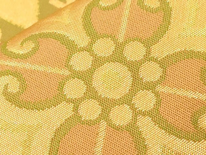 平和屋着物●織物一筋名門　織悦　全通柄　本袋帯　幾何学花文　金彩　正絹　逸品　CABM0669dy
