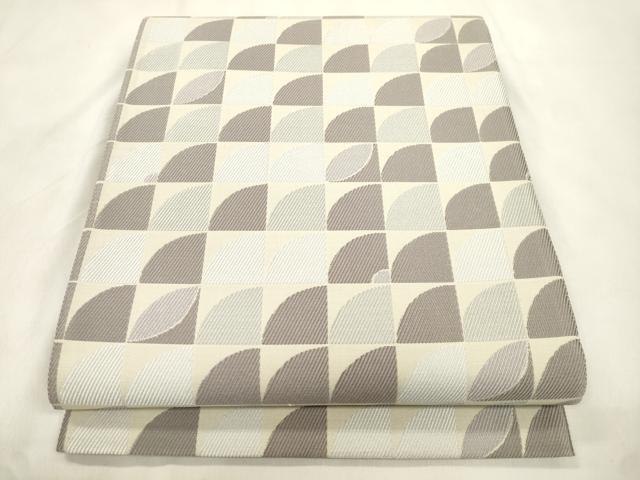 平和屋着物●六通柄袋帯　幾何学文　正絹　逸品　CABM0674dy