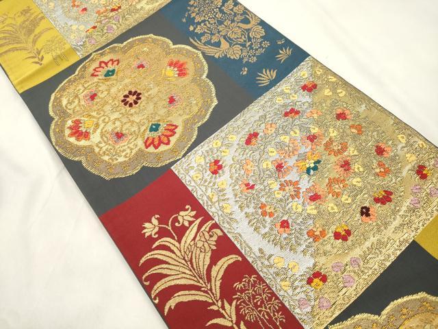 平和屋着物●西陣　紫幸織　六通柄　本袋帯　天平諷詠文　金銀糸　正絹　逸品　CABM0685dy