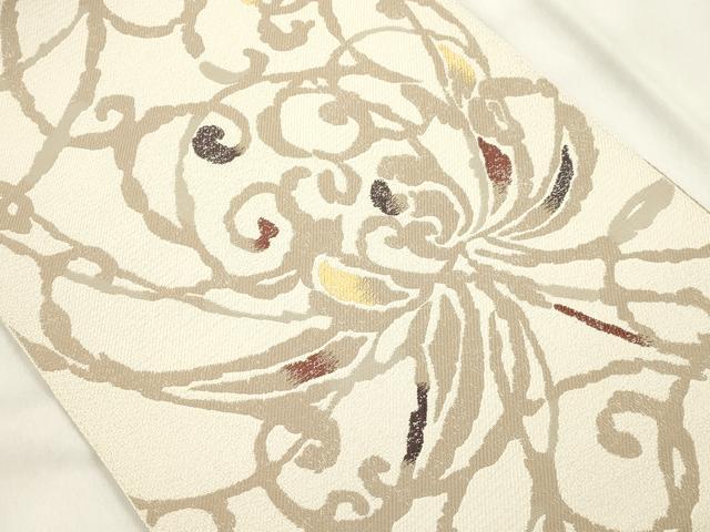 平和屋着物●九寸名古屋帯　草花文　正絹　逸品　CABM0711dy