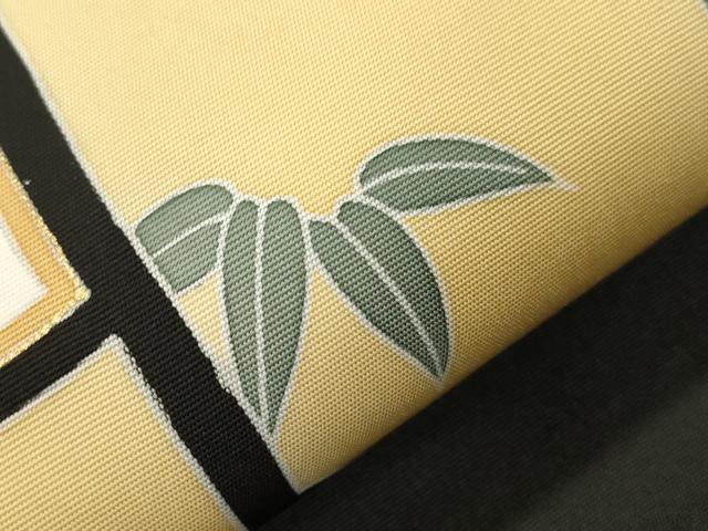 平和屋着物●塩瀬　九寸名古屋帯　草花文　黒地　金彩　正絹　逸品　CABM0719dy