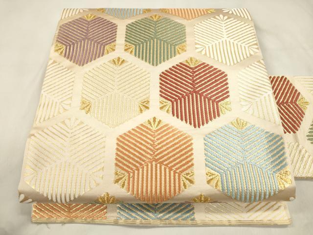 平和屋着物●西陣　川島織物　九寸名古屋帯　松葉文　金糸　正絹　逸品　CABM0732dy