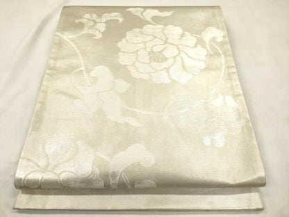 平和屋着物●ジャパンオートクチュール　渡辺雪三郎　六通柄袋帯　草花文　金銀彩　引箔　正絹　逸品　CABM0737dy