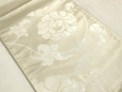 平和屋着物●ジャパンオートクチュール　渡辺雪三郎　六通柄袋帯　草花文　金銀彩　引箔　正絹　逸品　CABM0737dy