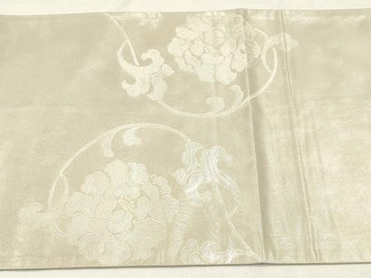 平和屋着物●ジャパンオートクチュール　渡辺雪三郎　六通柄袋帯　草花文　金銀彩　引箔　正絹　逸品　CABM0737dy