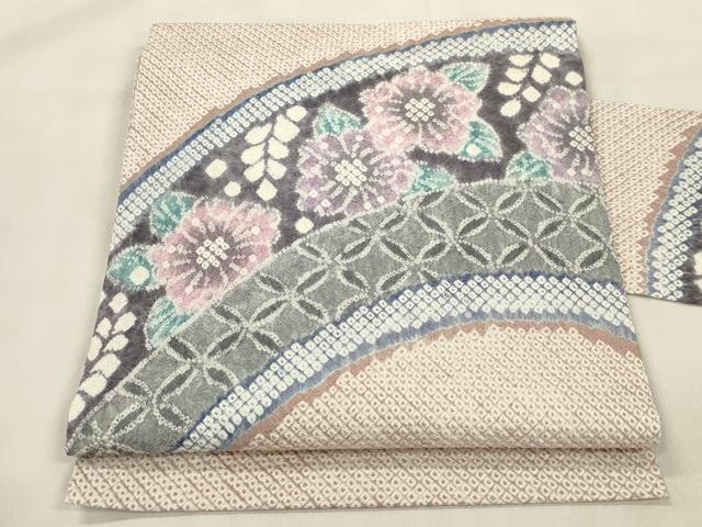 平和屋着物●名門　藤娘きぬたや・総絞り　九寸名古屋帯　辻が花　正絹　逸品　CABM0751dy