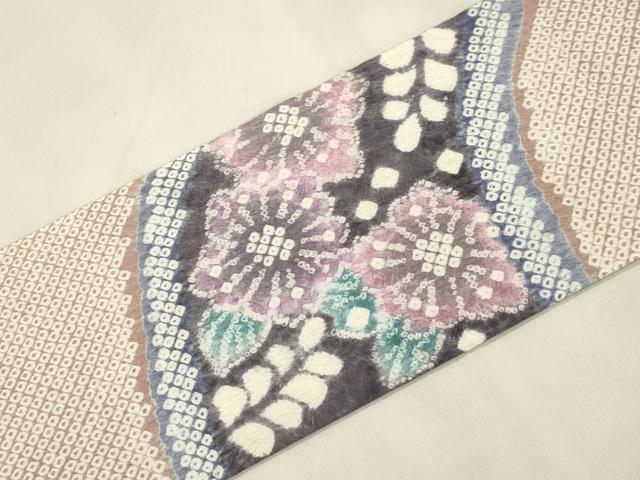 平和屋着物●名門　藤娘きぬたや・総絞り　九寸名古屋帯　辻が花　正絹　逸品　CABM0751dy