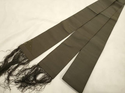 平和屋着物●男性　爪掻き本綴れ　角帯　涅色　正絹　逸品　CABM0761dy