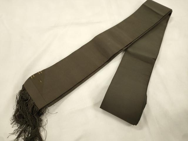 平和屋着物●男性　爪掻き本綴れ　角帯　涅色　正絹　逸品　CABM0761dy