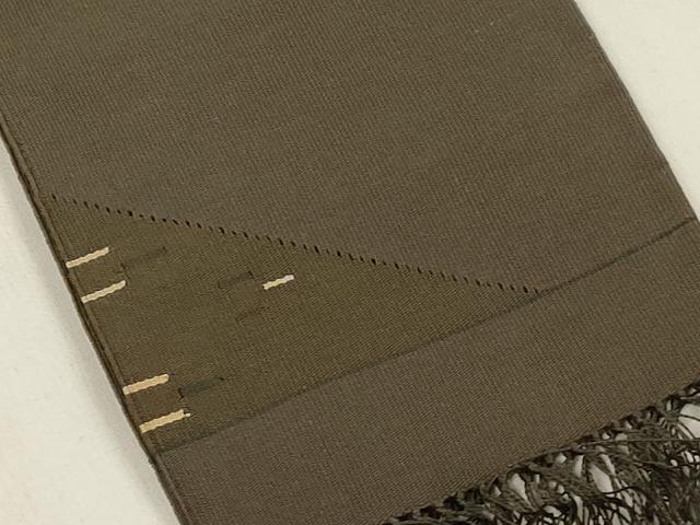 平和屋着物●男性　爪掻き本綴れ　角帯　涅色　正絹　逸品　CABM0761dy