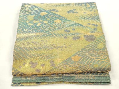 平和屋着物●織の宝石・ダイヤモンドカット　賑具瑠佐波理　袋帯　流水箔散らし文　納経切金糸　正絹　逸品　CABM0777dy