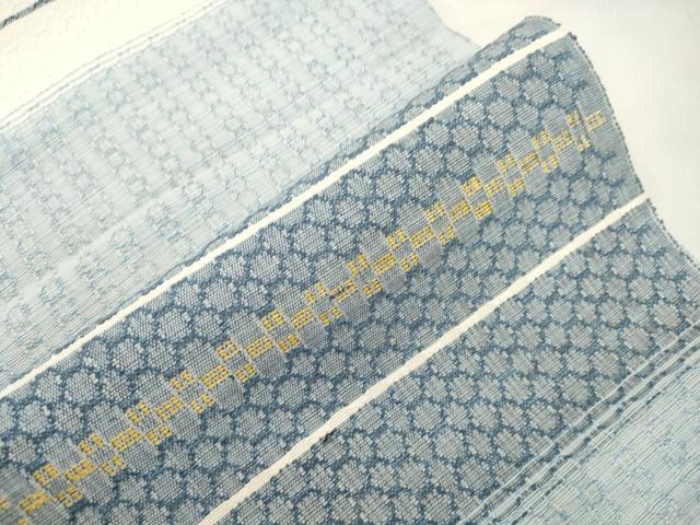 平和屋着物●八寸名古屋帯　花織　幾何学文　正絹　逸品　CABM0790dy