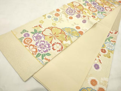 平和屋着物●西陣　大光謹製　六通柄袋帯　唐織　草花文　金糸　証紙付き　逸品　CABM0794dy