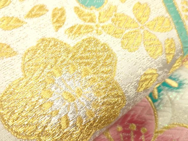 平和屋着物●西陣　京洛苑たはら謹製　六通柄袋帯　天翔花　黒地　金銀糸　証紙付き　正絹　逸品　CABM0797dy
