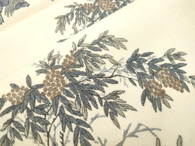 平和屋着物●全通柄袋帯　紬地　草花文　正絹　逸品　CABM0798dy