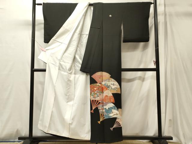 平和屋着物■豪華黒留袖　作家物　扇面風景人物文　金彩　正絹　逸品　CABM0801oy