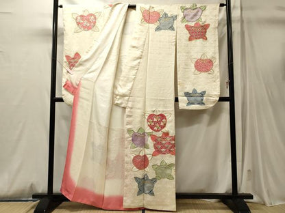 平和屋着物■豪華振袖　刺繍　吉祥花文　金銀糸　正絹　逸品　CABM0804oy