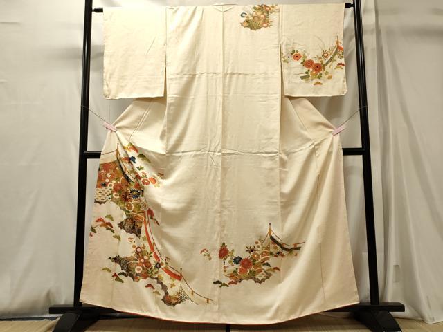 平和屋着物■訪問着　駒刺繍　吉祥花松文　金彩　正絹　逸品　CABM0807oy