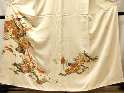 平和屋着物■訪問着　駒刺繍　吉祥花松文　金彩　正絹　逸品　CABM0807oy