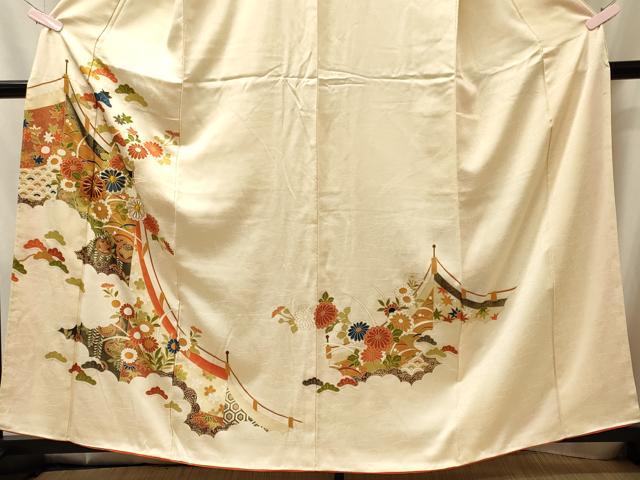 平和屋着物■訪問着　駒刺繍　吉祥花松文　金彩　正絹　逸品　CABM0807oy