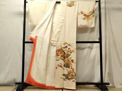 平和屋着物■訪問着　駒刺繍　吉祥花松文　金彩　正絹　逸品　CABM0807oy