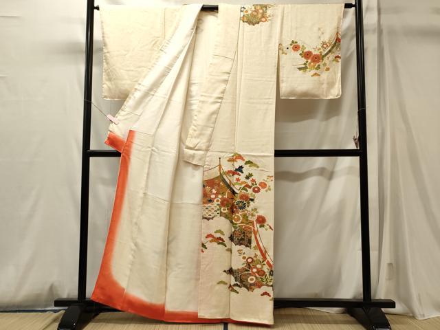 平和屋着物■訪問着　駒刺繍　吉祥花松文　金彩　正絹　逸品　CABM0807oy