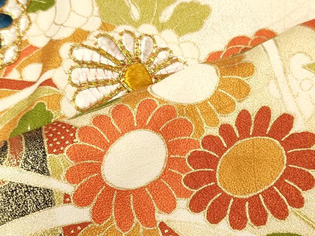 平和屋着物■訪問着　駒刺繍　吉祥花松文　金彩　正絹　逸品　CABM0807oy