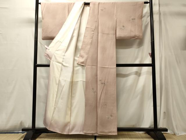 平和屋着物■訪問着　刺繍　枝花文　暈し染め　銀糸　正絹　逸品　CABM0809oy