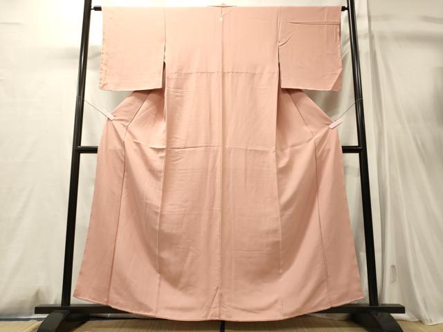 平和屋着物■上質な色無地　珊瑚色　正絹　逸品　未使用　CABM0810oy