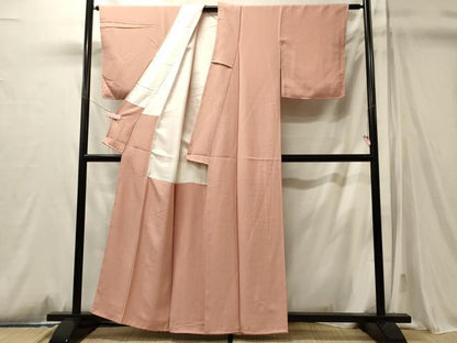 平和屋着物■上質な色無地　珊瑚色　正絹　逸品　未使用　CABM0810oy