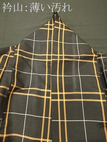平和屋着物■本場縞大島紬　格子柄　正絹　逸品　CABM0811oy