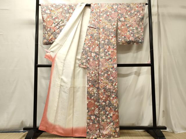 平和屋着物■上質な小紋　枝花文　金彩　正絹　逸品　未使用　CABM0813oy