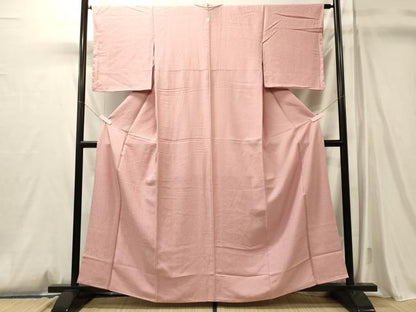 平和屋着物■上質な色無地　紋意匠　珊瑚色　正絹　逸品　未使用　CABM0814oy