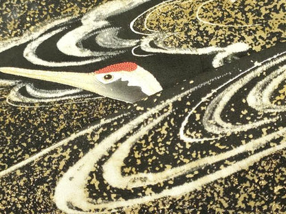 平和屋着物■豪華黒留袖　刺繍　手描き　立波飛鶴文　金彩　三越扱い　正絹　逸品　CABM0819oy