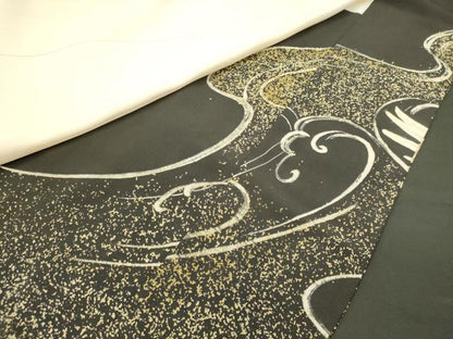 平和屋着物■豪華黒留袖　刺繍　手描き　立波飛鶴文　金彩　三越扱い　正絹　逸品　CABM0819oy