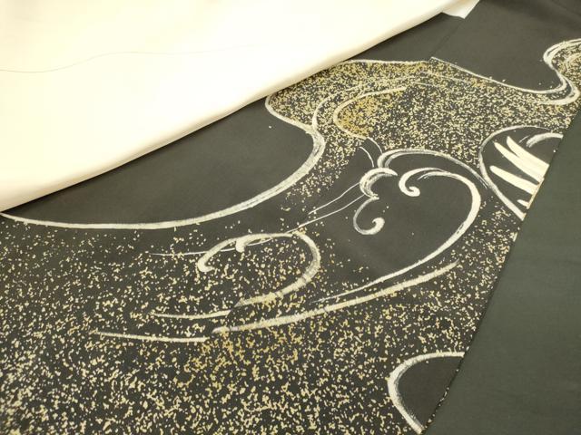 平和屋着物■豪華黒留袖　刺繍　手描き　立波飛鶴文　金彩　三越扱い　正絹　逸品　CABM0819oy