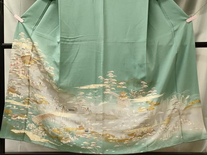 平和屋着物■豪華色留袖　駒刺繍　風景花松文　暈し染め　金彩　正絹　逸品　CABM0820oy